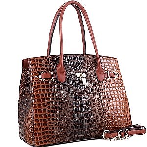 Croc Leatherette with Padlock Large 2Way Bag