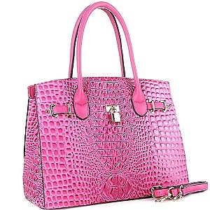 Croc Leatherette with Padlock Large 2Way Bag