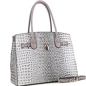 Croc Leatherette with Padlock Large 2Way Bag