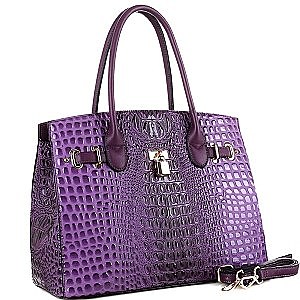 Croc Leatherette with Padlock Large 2Way Bag