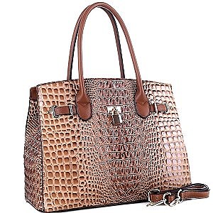 Croc Leatherette with Padlock Large 2Way Bag