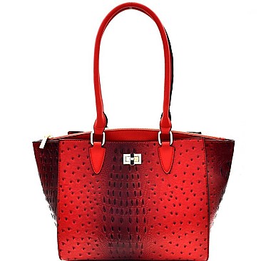 WINGED OSTRICH EMBOSSED TOTE