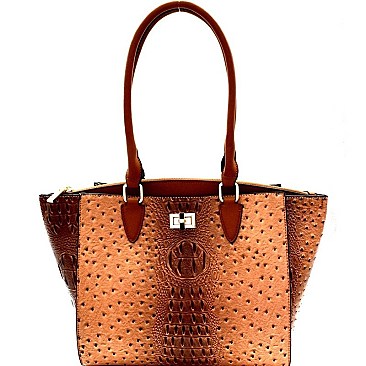WINGED OSTRICH EMBOSSED TOTE