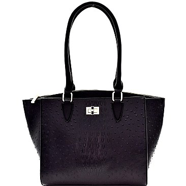 WINGED OSTRICH EMBOSSED TOTE