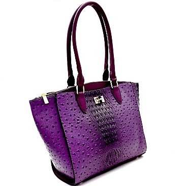 WINGED OSTRICH EMBOSSED TOTE