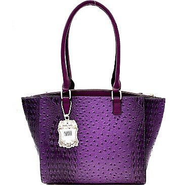 WINGED OSTRICH EMBOSSED TOTE