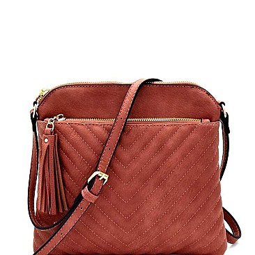 Tassel Accent Chevron Quilted Cross Body  MH-EW2353