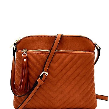 Tassel Accent Chevron Quilted Cross Body  MH-EW2353