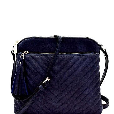 Tassel Accent Chevron Quilted Cross Body  MH-EW2353