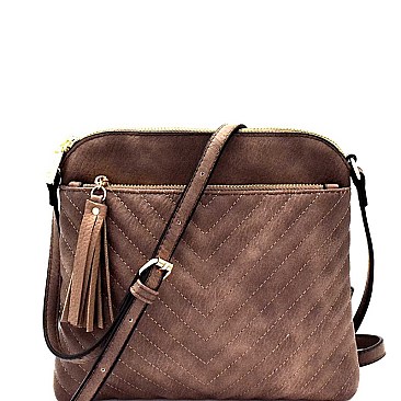 Tassel Accent Chevron Quilted Cross Body  MH-EW2353