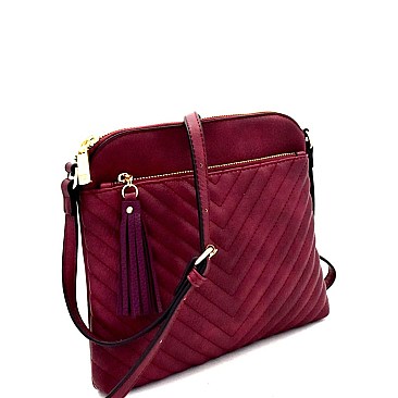 Tassel Accent Chevron Quilted Cross Body  MH-EW2353