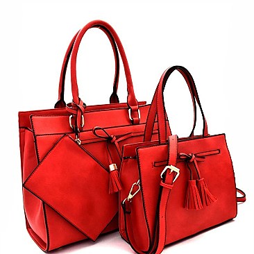 Tassel Bow Accent 3 in 1 Twin Satchel Value SET MH-EW3002