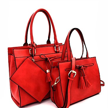 Tassel Bow Accent 3 in 1 Twin Satchel Value SET MH-EW3002