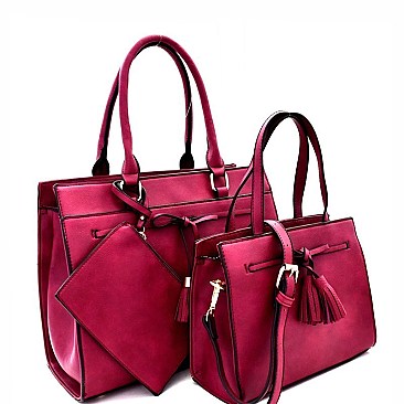 Tassel Bow Accent 3 in 1 Twin Satchel Value SET MH-EW3002