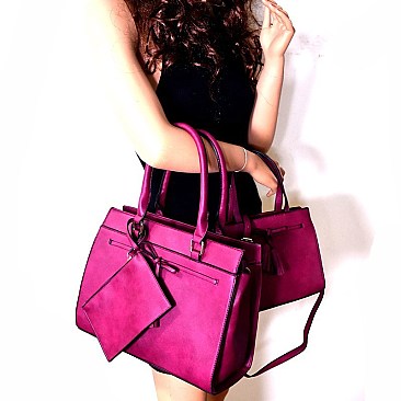 Tassel Bow Accent 3 in 1 Twin Satchel Value SET MH-EW3002