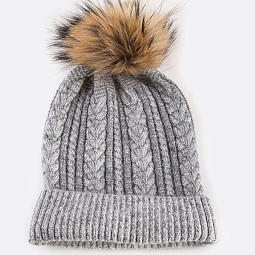 Raccoon Fur PomPom Angora Knit Beanie