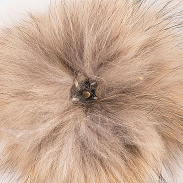 Raccoon Fur PomPom Cotton Blend Slouchy Beanie LA-EXP1003