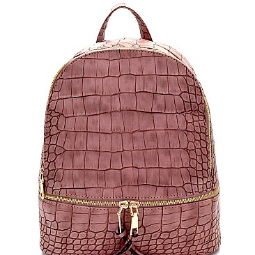 Crocodile Print Zipper Accent Fashion Backpack MH-EY7055