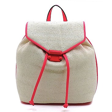 Straw Neon Trimmed Backpack