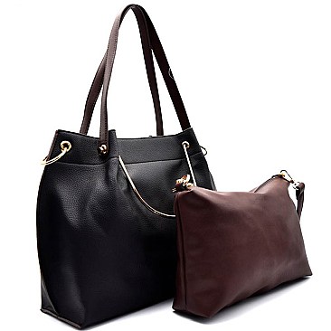 F0152-LP Metal Handle Accent 2 in 1 Tote