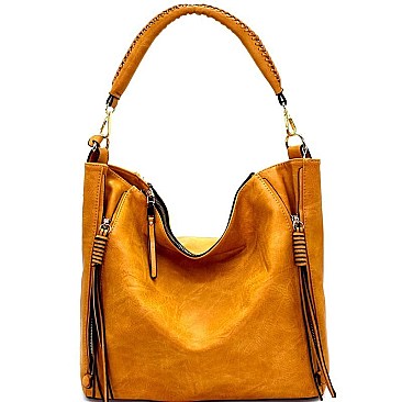 F0187-LP Zipper Accent Boutique Hobo