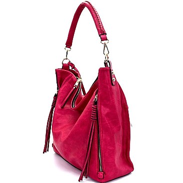 F0187-LP Zipper Accent Boutique Hobo