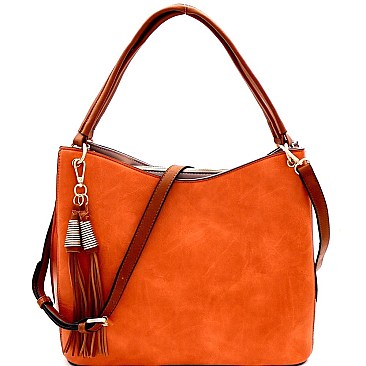 Trendy Tassel Accent Multi-Compartment Two-Tone Hobo MH-F0247