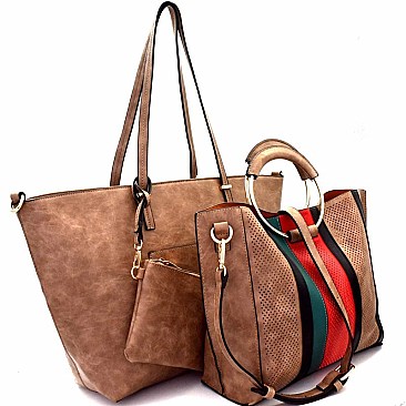 Boutique Most Wanted Metal Handle Satchel 3 in 1 Tote SET