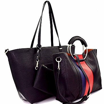 Boutique Most Wanted Metal Handle Satchel 3 in 1 Tote SET