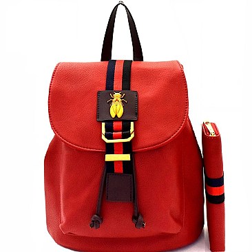 Color Block Striped Fashion Backpack Wallet SET Mh-F0272W