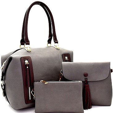 Multi-Pocket 3 in 1 Boston Satchel Value SET MH-F0278