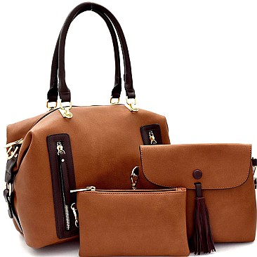 Multi-Pocket 3 in 1 Boston Satchel Value SET MH-F0278