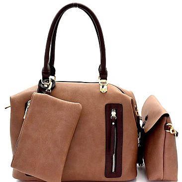 Multi-Pocket 3 in 1 Boston Satchel Value SET MH-F0278