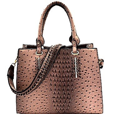 Ostrich Embossed 2-Way Structured Satchel MH-F0282