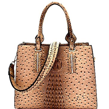 Ostrich Embossed 2-Way Structured Satchel MH-F0282