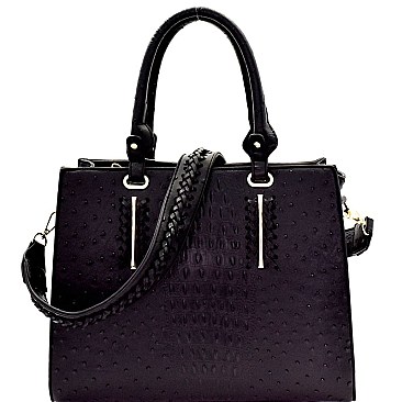 Ostrich Embossed 2-Way Structured Satchel MH-F0282