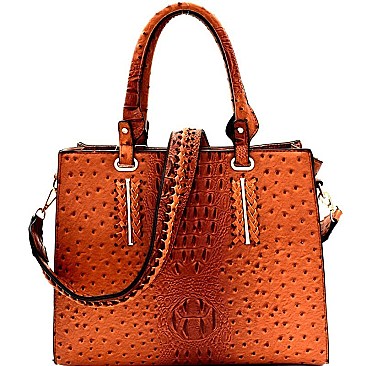 Ostrich Embossed 2-Way Structured Satchel MH-F0282