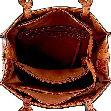 Ostrich Embossed 2-Way Structured Satchel MH-F0282
