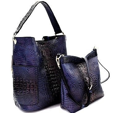 Crocodile Embossed Side Pocket 2 in 1 Tall Hobo MH-F0283