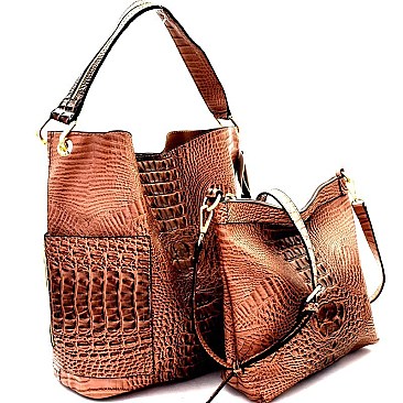 Crocodile Embossed Side Pocket 2 in 1 Tall Hobo MH-F0283