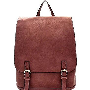 Buckle Accent Flap Fashion Backpack MH-F0284