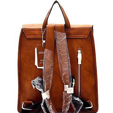 Buckle Accent Flap Fashion Backpack MH-F0284