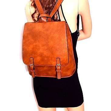Buckle Accent Flap Fashion Backpack MH-F0284