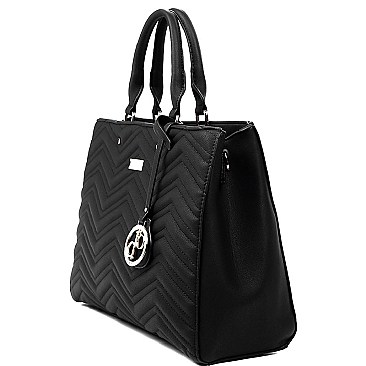 Chevron Quilted  Structured Satchel Wallet SET MH-F1123F