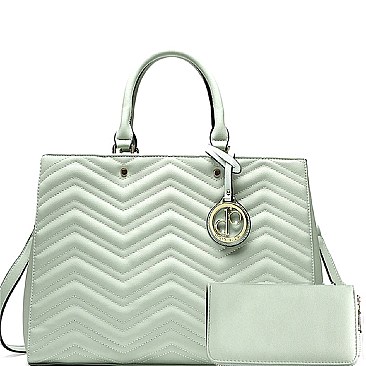 Chevron Quilted  Structured Satchel Wallet SET MH-F1123F