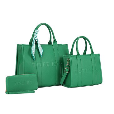 3-IN-1 Elegance Vegan Tote Bag with Wallet Set