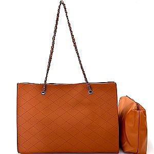 Quilted Chain Strap Shoulder Bag 2Pc Set