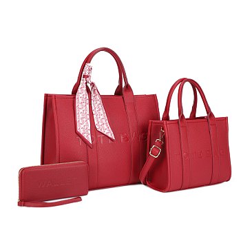 Elegance Pebbled Vegan Leather Tote & Wallet Set ZZM-31913