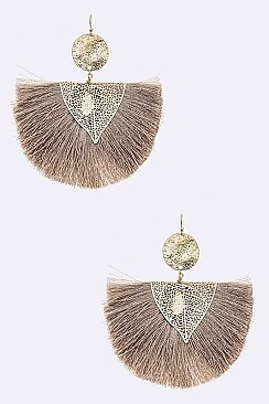 Stylish Large Filigree Accent Tassel Drop Earrings LAE6237