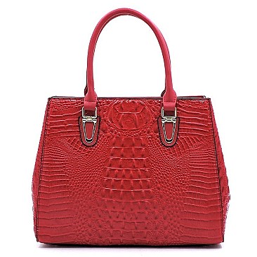 Glossy Crocodile Top Handle Satchel